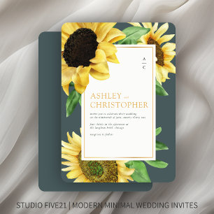 Invitation Élégant Mariage rustique Tournesol Ardoise gris