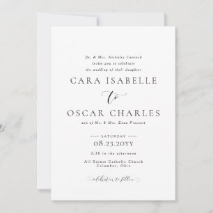 Invitation Élégant mariage simple noir et blanc