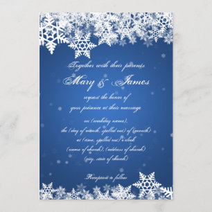 Invitation Elégant Mariage Snowflakes hiver Sapphire Bleu