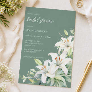 Invitation Élégant Mariage sous la Douceur des Lys Blancs