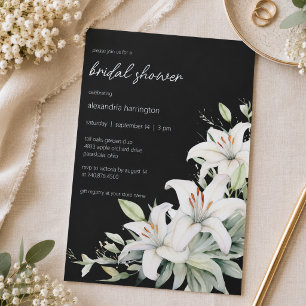 Invitation Élégant Mariage sous la Douche de Lys Blancs
