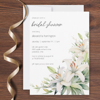 Invitation Élégant Mariage sous les Lys Blancs