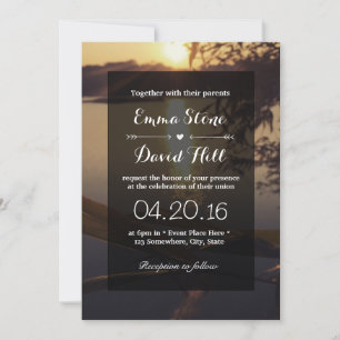 Invitation Élégant Mariage Sunset Lake