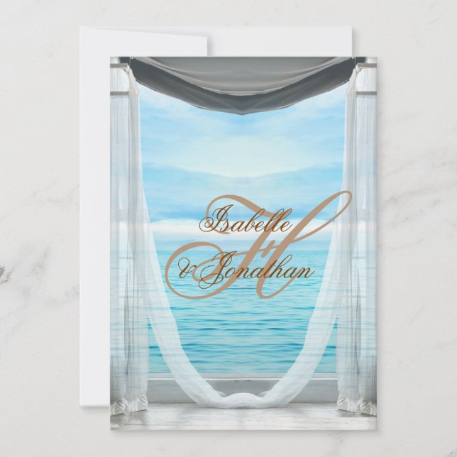 Invitation Élégant mariage sur la plage et calligraphie en cu (Devant)