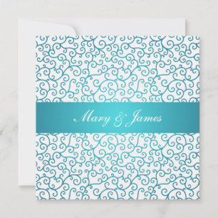 Invitation Elégant mariage tourbillons Motif Aqua Blue