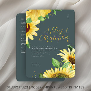 Invitation Élégant Mariage tout-en-un d'ardoise de tournesol 