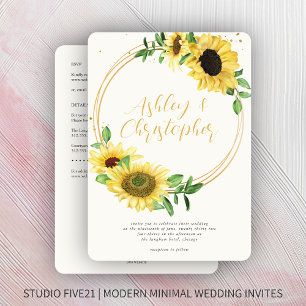 Invitation Élégant Mariage tout-en-un de tournesol rustique