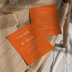 Invitation Élégant Mariage Tout En Un Orange Gras Style