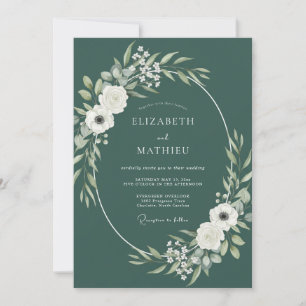 Invitation Élégant mariage vert forêt de bois