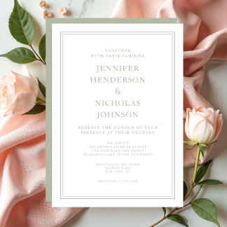 Invitation Élégant Mariage vert Sage Formal