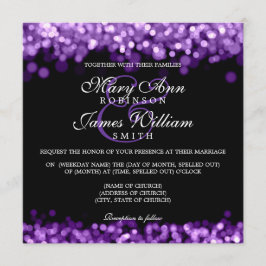 Invitation Élégant Mariage Violet Lumières