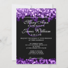 Invitation Élégant Mariage Violet Lumières