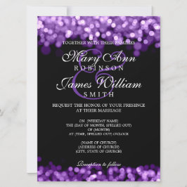 Invitation Élégant Mariage Violet Lumières