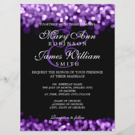 Invitation Élégant Mariage Violet Lumières