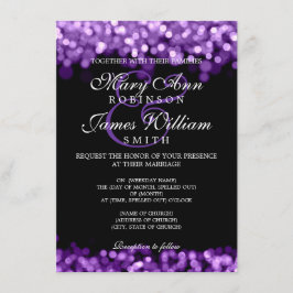 Invitation Élégant Mariage Violet Lumières