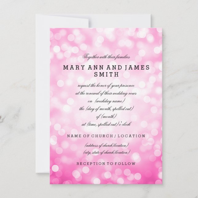 Invitation Elégant Mariage Vow Renouvellement Parties scintil (Devant)
