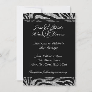 Invitation Élégant Mariage Zèbre noir et blanc
