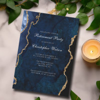 Elégant Marine Blue Gold Agate Retraite Party