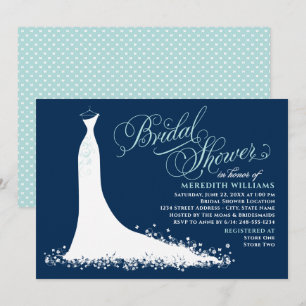 Invitation Elegant Marine et Aqua Mariage Fête des mariées Go