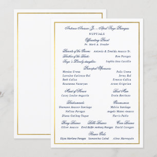 Invitation Elégant Marine Faux Gold Bordure Entourage personn