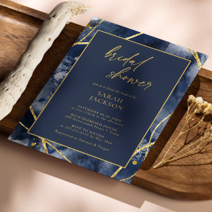 Invitation Elegant Marine & Gold Bridal Shower