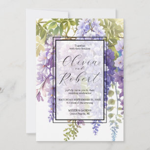 Invitation Elégant mauve magenta aquarelle glyteria floral