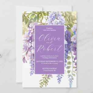 Invitation Elégant mauve magenta aquarelle glyteria floral