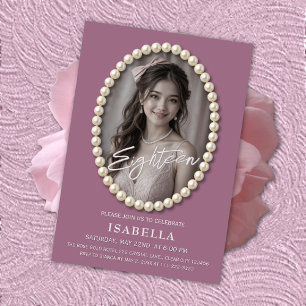 Invitation Elégant Mauve Pearl 18e anniversaire Photo