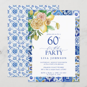 Invitation Elégant Méditerranéen 60e anniversaire Fête Lemon