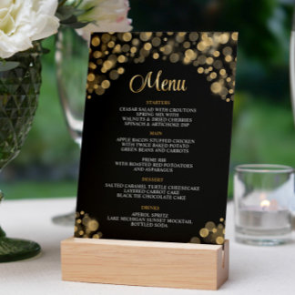 Invitation Elégant menu Black & Gold