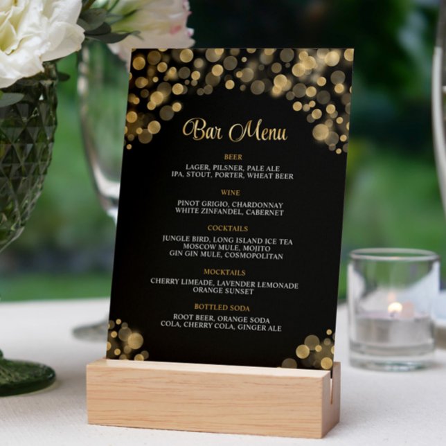 Invitation Élégant menu Black & Gold Bar (Créateur téléchargé)