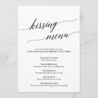 Élégant menu de baiser en calligraphie noire