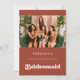 Invitation Élégant Merci de Bridesmaid en terre cuite