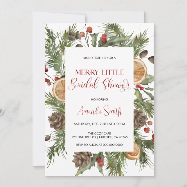 Invitation Elegant Merry little Bridal shower (Devant)