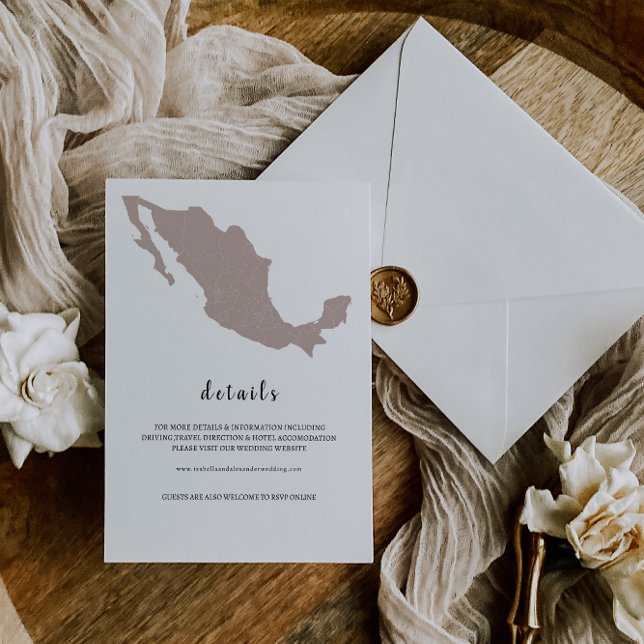 Invitation ELEGANT Mexico Wedding details (Créateur téléchargé)
