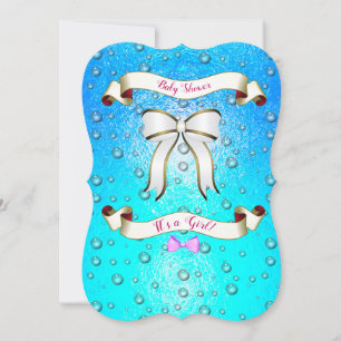 Invitation Élégant minimal  Aqua Arrière - plan