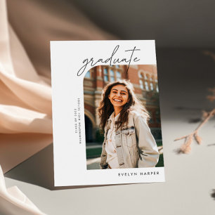 Invitation Élégant minimal double face deux diplômes photo