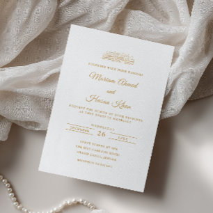 Invitation Élégant Minimal Or Mariage Musulman De Style Scrip