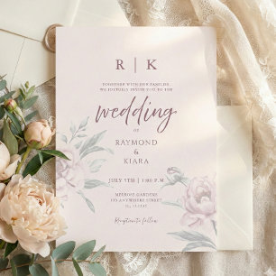 Invitation Élégant Minimal Rose Pivoine Florale Mariage