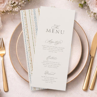 Invitation Elegant Minimal Wedding Menu Card with Pattern