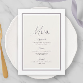 Invitation Elegant Minimalist Wedding Menu Card