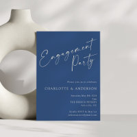 Élégant minimaliste Blue Modern Engagement Party