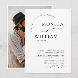 Invitation Élégant minimaliste calligraphie Mariage photo