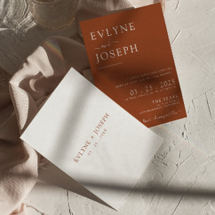 Invitation Élégant minimaliste en terre cuite Boho Mariage mo