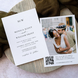 Invitation Élégant minimaliste Mariage photo code QR