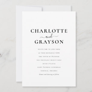 Invitation Élégant minimaliste Mariage photo noir et blanc