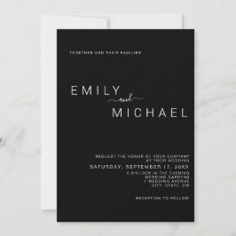 Invitation Élégant minimaliste moderne Mariage noir