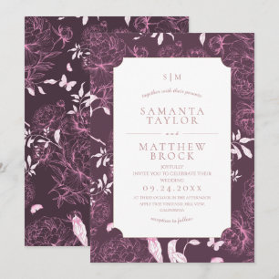 Invitation Élégant Minimaliste Moderne Mariage Pivoine