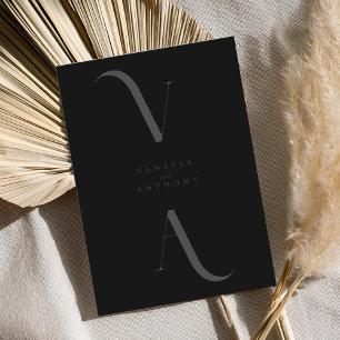 Invitation Élégant minimaliste moderne Matte Mariage noir