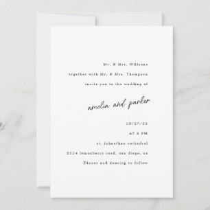 Invitation Élégant minimaliste moderne noir & blanc